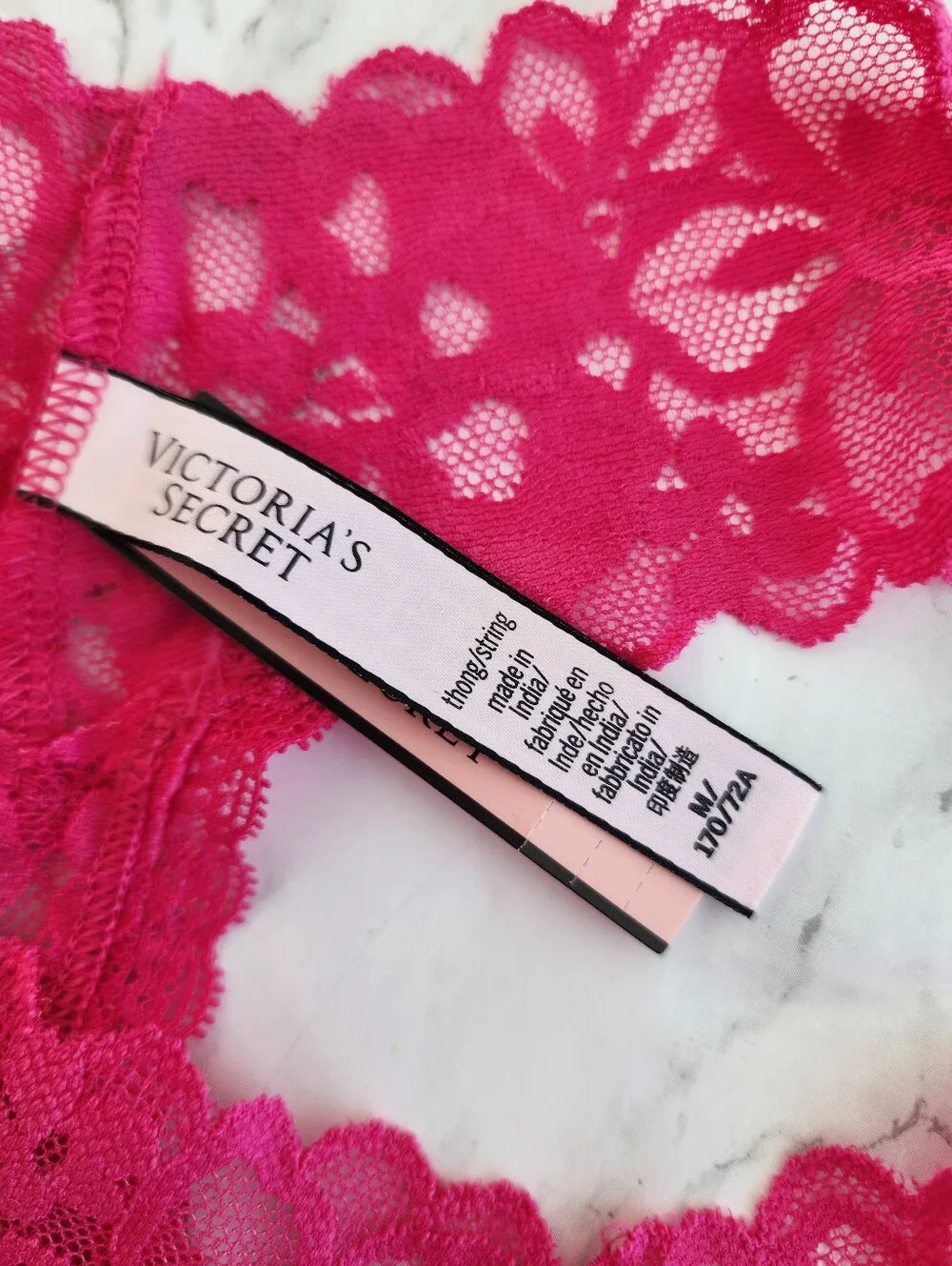 3 VICTORIA'S SECRET THE LACIE THONG PANTIES LOT OF 3 Pack SEXY ROMANTIC M